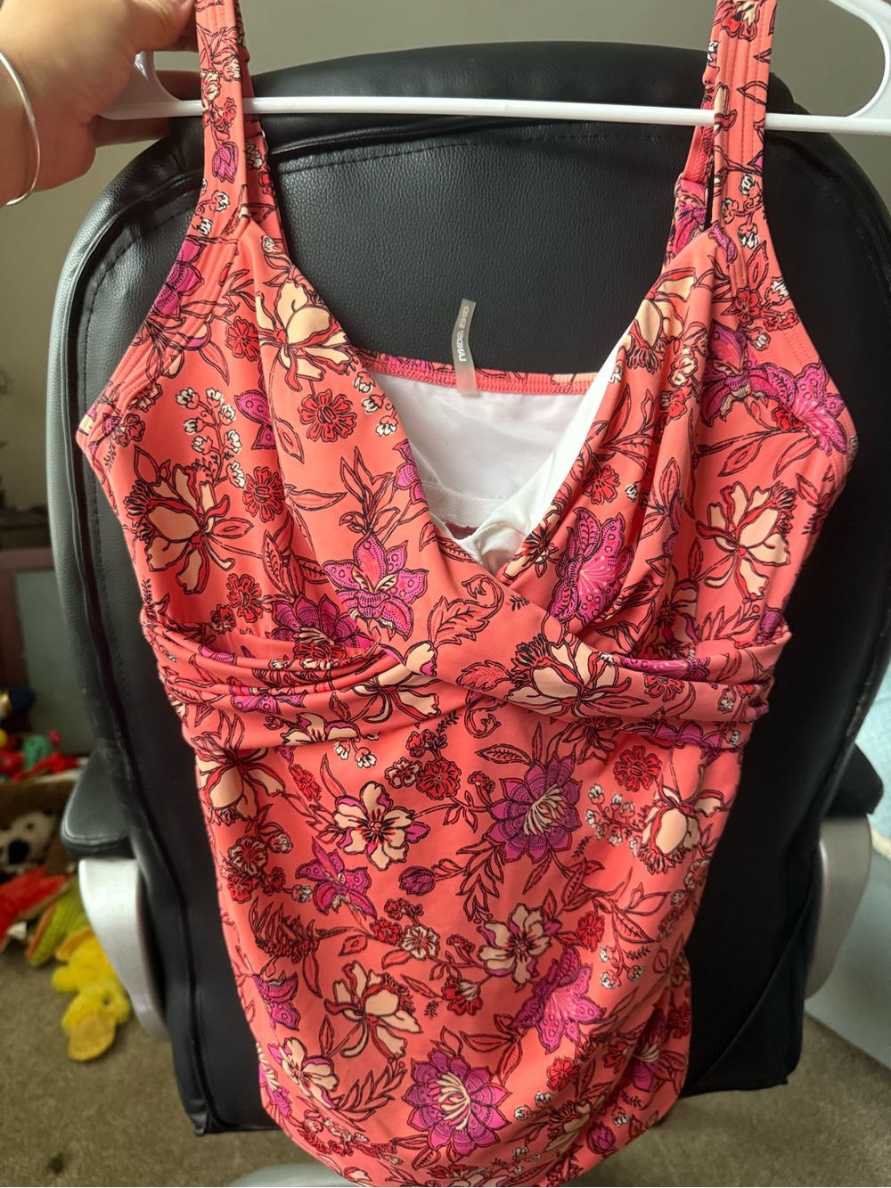 Womens Coral Floral One-Piece Swimsuit